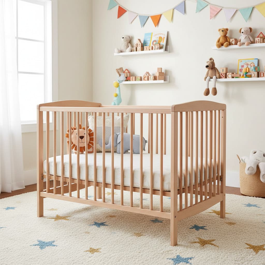 Lit évolutif de qualité en bois massif dans une chambre d'enfant moderne