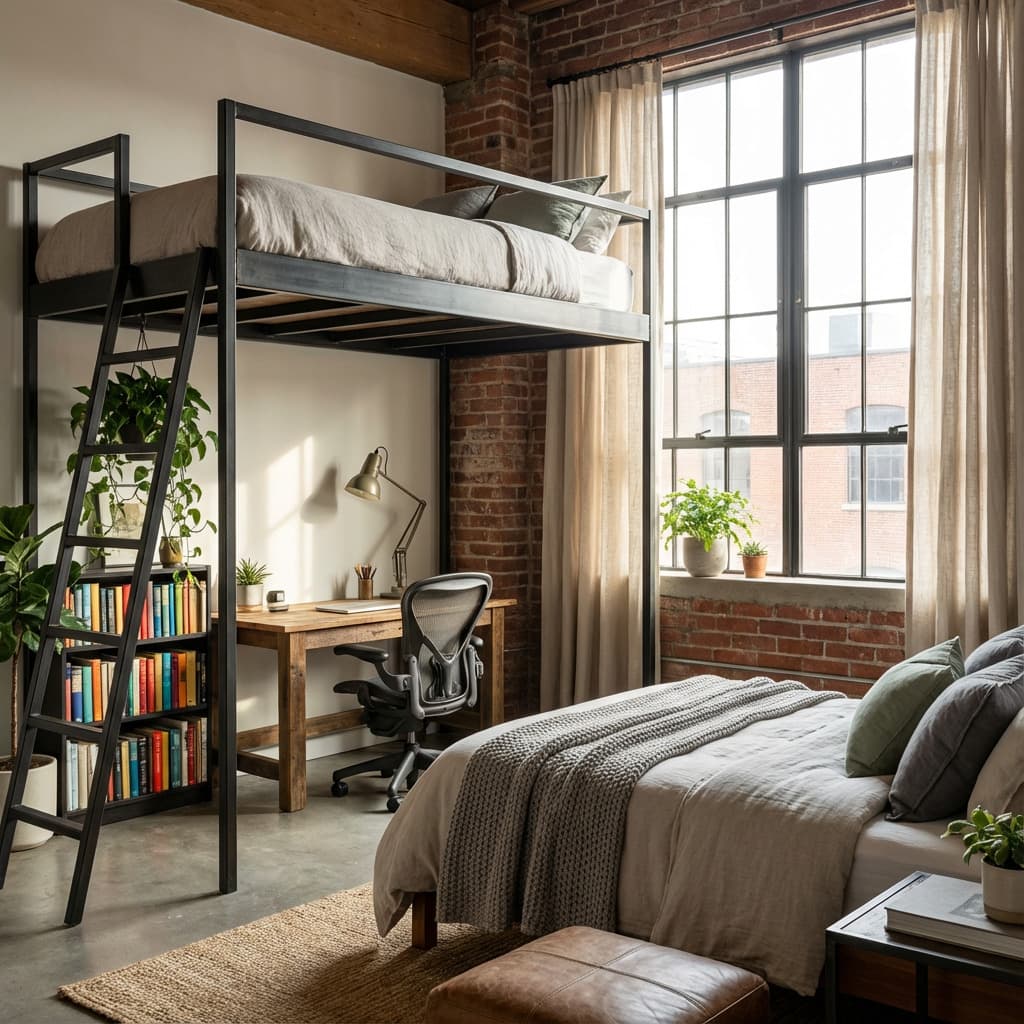 Lit mezzanine en métal moderne