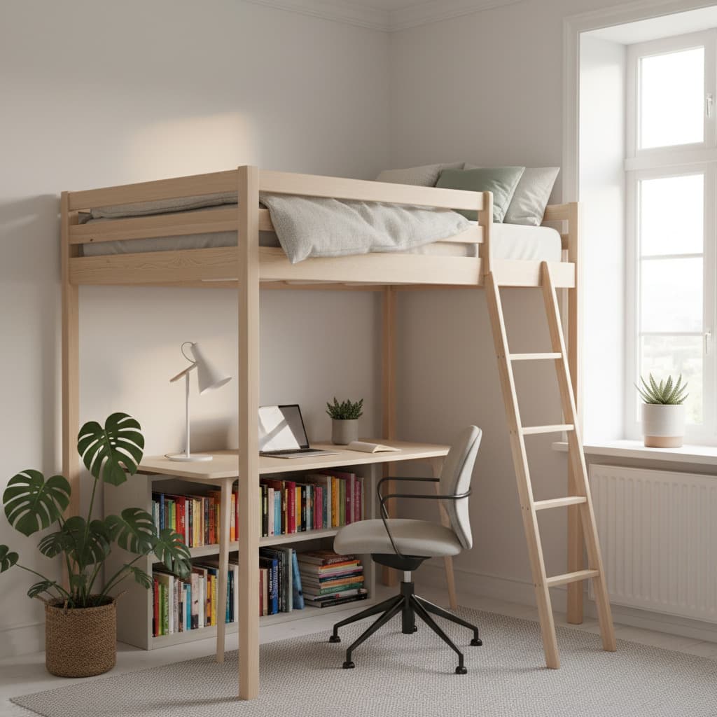 Lit mezzanine en bois massif