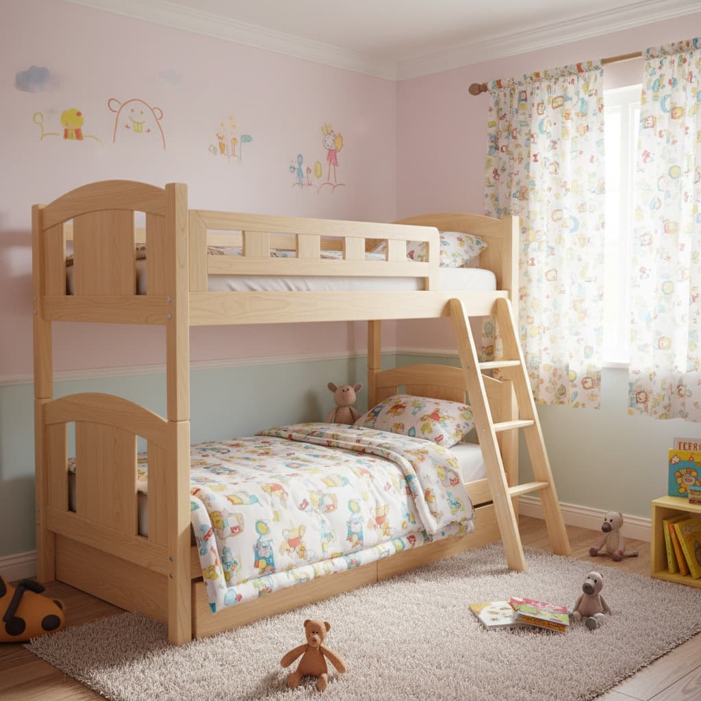 Lit superposé sécurisé avec barrières de protection