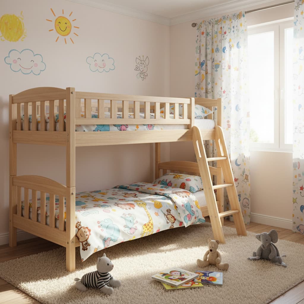 Lit superposé pour enfants avec barrières de sécurité